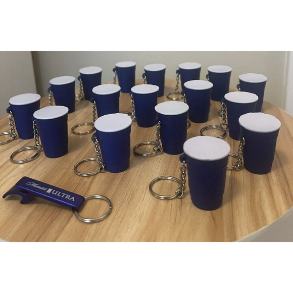 Burnett’s Vodka Blue Solo Cup Keychain Squishy /Stress Ball Lot Of 17 Plus Bonus - Picture 8 of 9